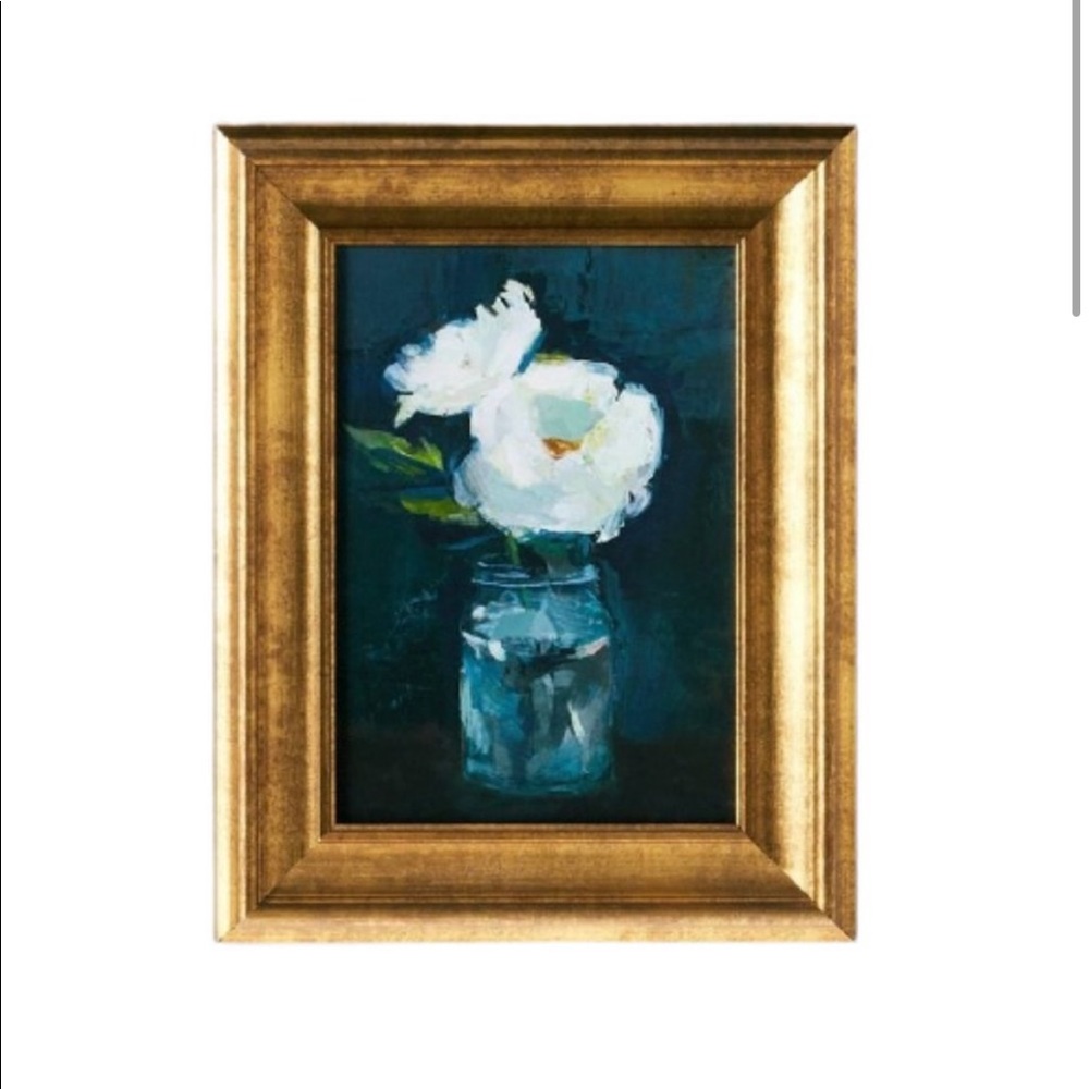 Studio McGee Navy Floral Canvas Gold Framed Canvas
